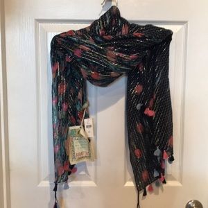 Anthropologie Arrata Navy scarf with tassels NWT